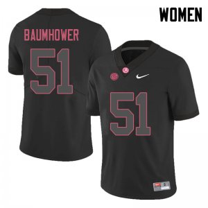 NCAA Women's Alabama Crimson Tide #51 Wes Baumhower Stitched College 2018 Nike Authentic Black Football Jersey CK17T15TN